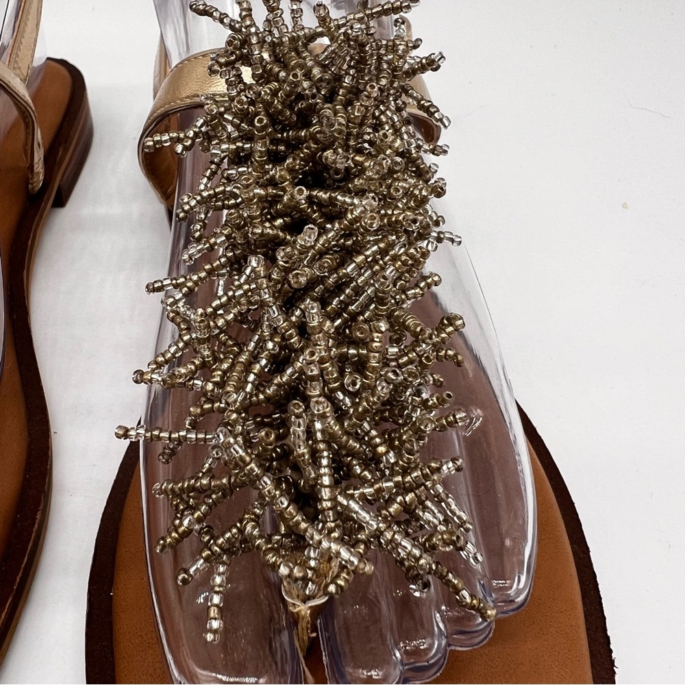 CHICOS Gold T-Strap Sandals Size 7.5 - Picture 6 of 15